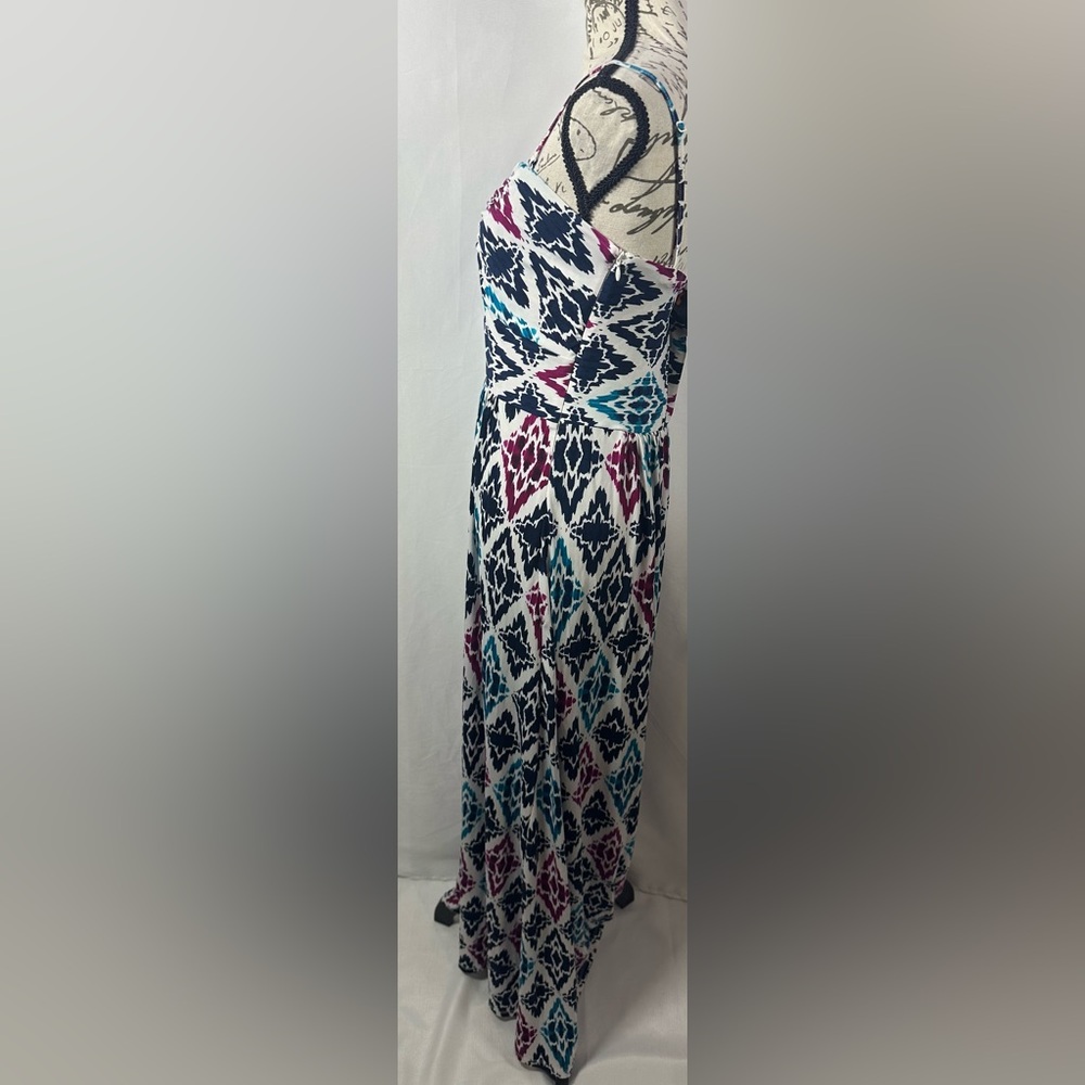 💜Printed Spaghetti-Strap Maxi Dress in Teal, Navy & Burgundy - Picture 3 of 14